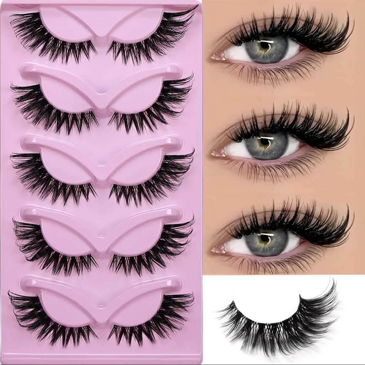 Eyelash Extension Volume Cat Eye - 5 Pairs Cat Eye False Eyelashes