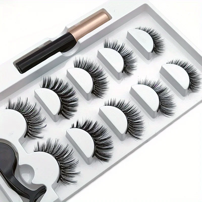 5 Pairs Magnete Eyelashes Set  - Eyelash Extension Uv Glue recension och pris