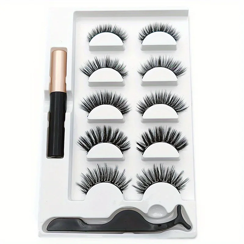 5 Pairs Magnete Eyelashes Set  - Eyelash Extension Uv Glue recension och pris