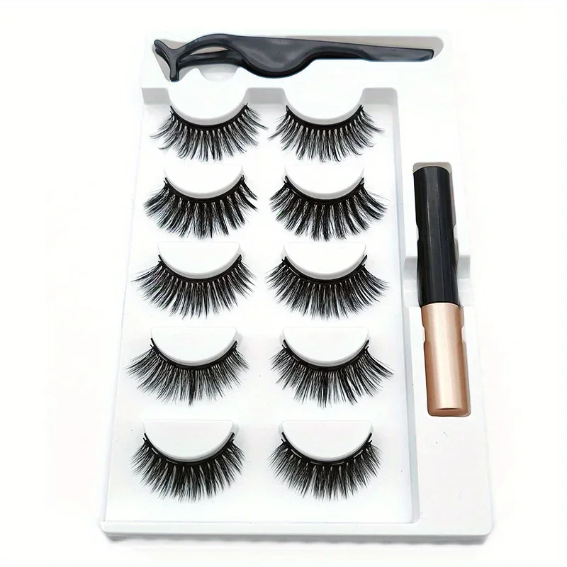 5 Pairs Magnete Eyelashes Set  - Eyelash Extension Uv Glue recension och pris