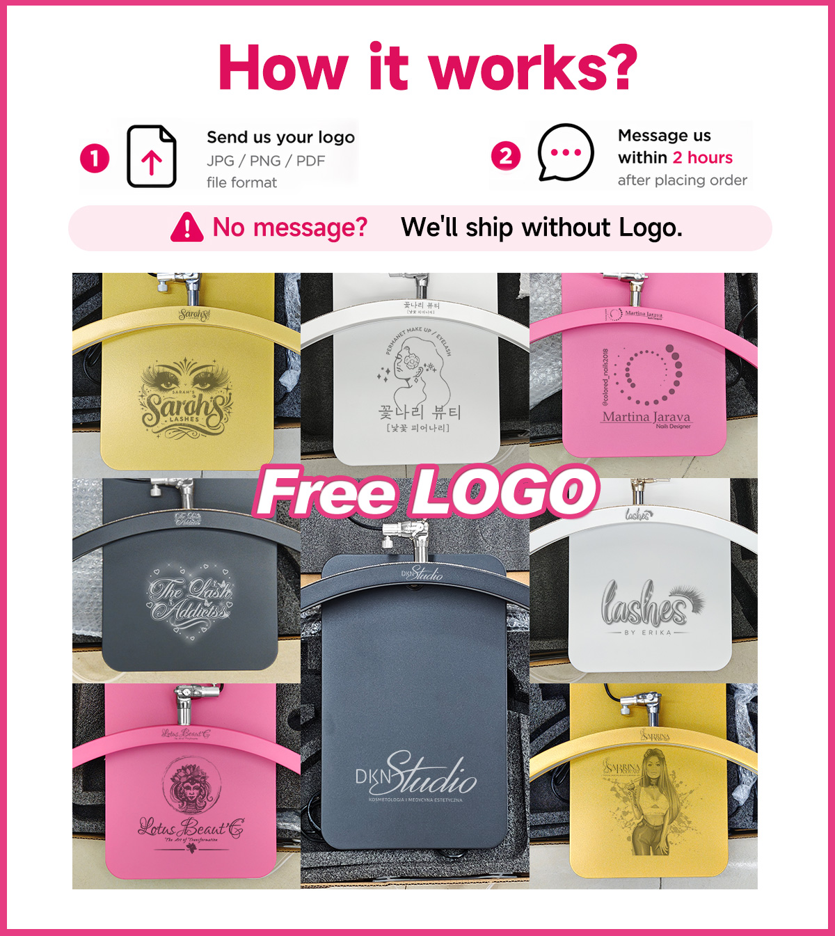 Free LOGO 23inch OEM 45W New L - Eyelash Extension Logo Design recension och pris