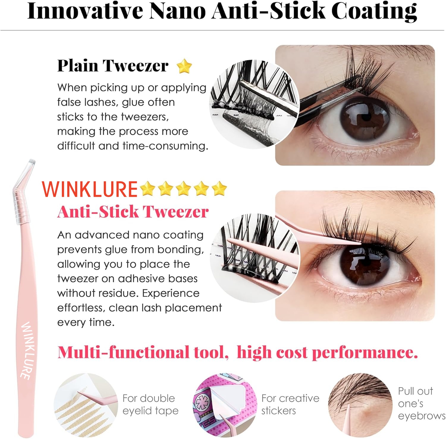 WINKLURE Self-Adhesive False E - Eyelash Extension Volume Cat Eye recension och pris